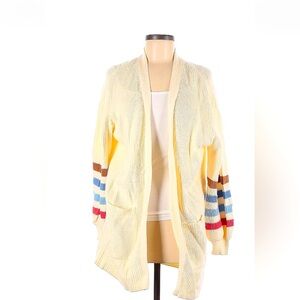 Popsugar Cardigan M Sweater Cream Striped Sleeves and Oversized